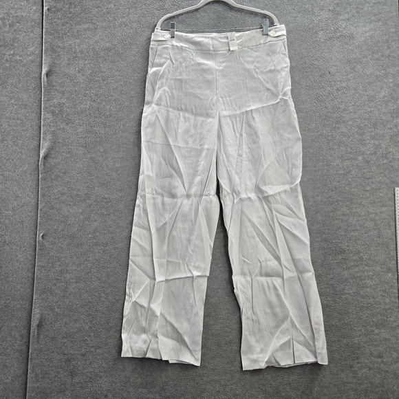 Talbots Women Pants 14 White Chino Wide Leg High Rise Pockets 30 in Inseam NWT - Picture 1 of 12